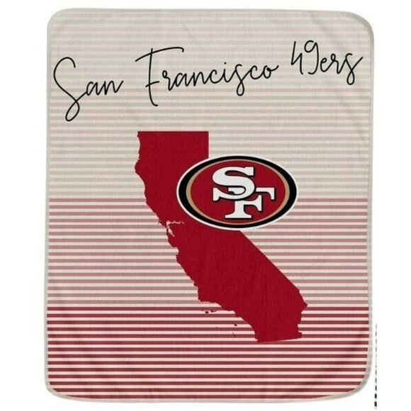 San Francisco 49ers State Stripe Ultra Larger Soft Plush Throw Blanket Licensed - Picture 1 of 4